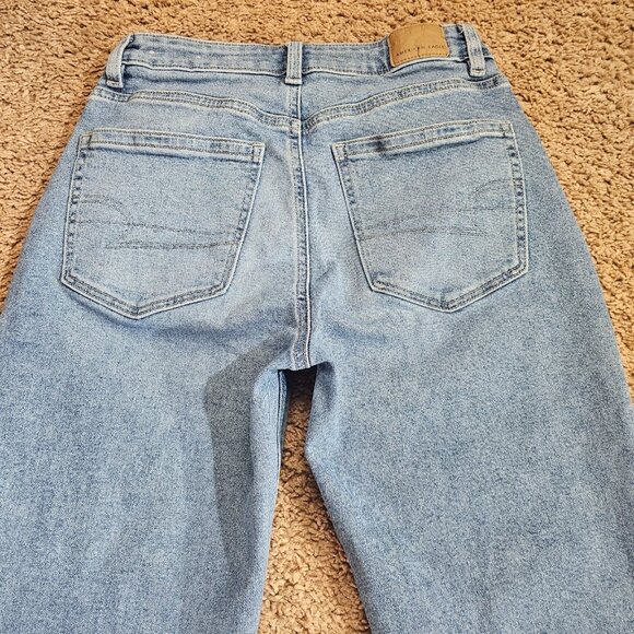 American Eagle Mom Jean Womens 2 High Rise Skinny Denim Light Wash Stretch - Picture 10 of 11